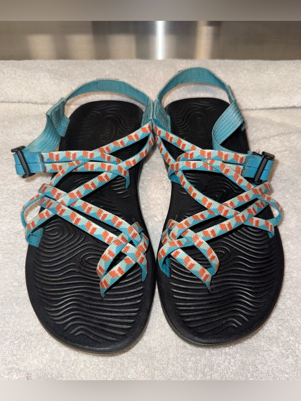 Chaco Women's Teal & Orange Strappy Sport Sandals Size Ladies 9W